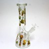 10'' Glow in The Dark Beaker Decal Monster Design Water Pipe With 14 MM Male Bowl Glass On Glass 