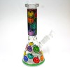 10'' Glow in The Dark Beaker Halloween Design Colorful Water Pipe With 14 MM Male Bowl Glass On Glass