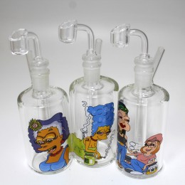 6'' Decal Bottle Shape Design Dab Rig Bubbler With 14 MM Male Banger 