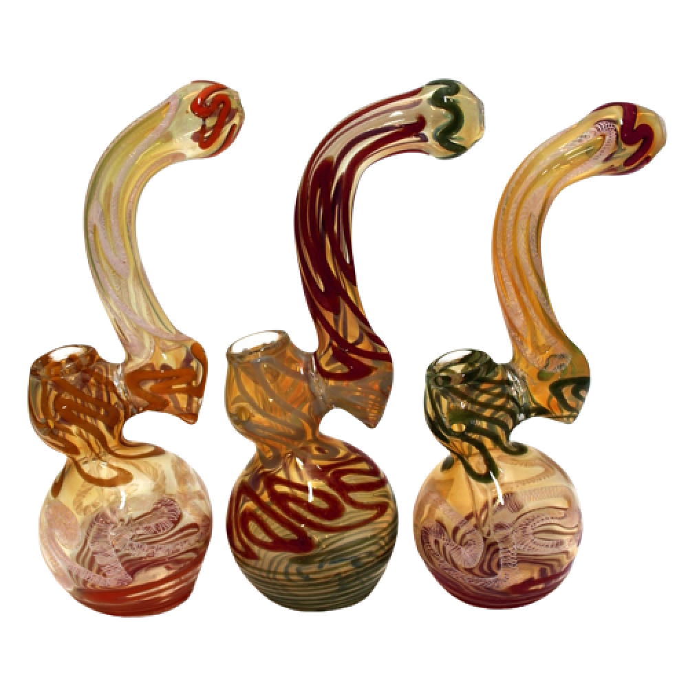 8'' Big Base Multi Swirl Color Sherlock Style Heavy Duty Bubbler Large Size 