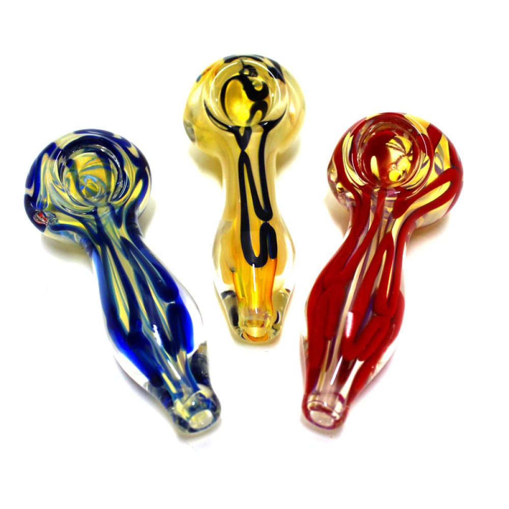 4'' Swirl Color Heavy Duty Thick Glass Hand Pipe 