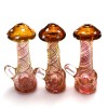 4.5'' Gold Fumed Mushroom Design Standing Extra Heavy Duty Glass Hand Pipe 