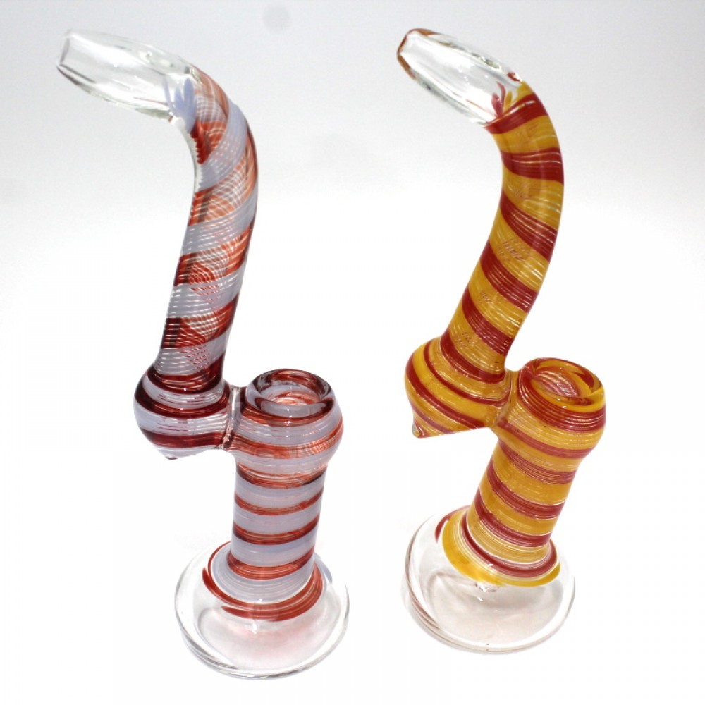 9'' Clear Base With Swirl Color Sherlock Style Bubbler Large Size 