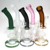 8''  Flat Bottom Bent W/Honey Comb dab Water Pipe W 14 MM Male Quartz  Banger