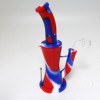 8''  Silicone Flat Bottom Multi Color Dab Rig Water Pipe With 14 MM Male Quartz Banger And Metal Dabber 