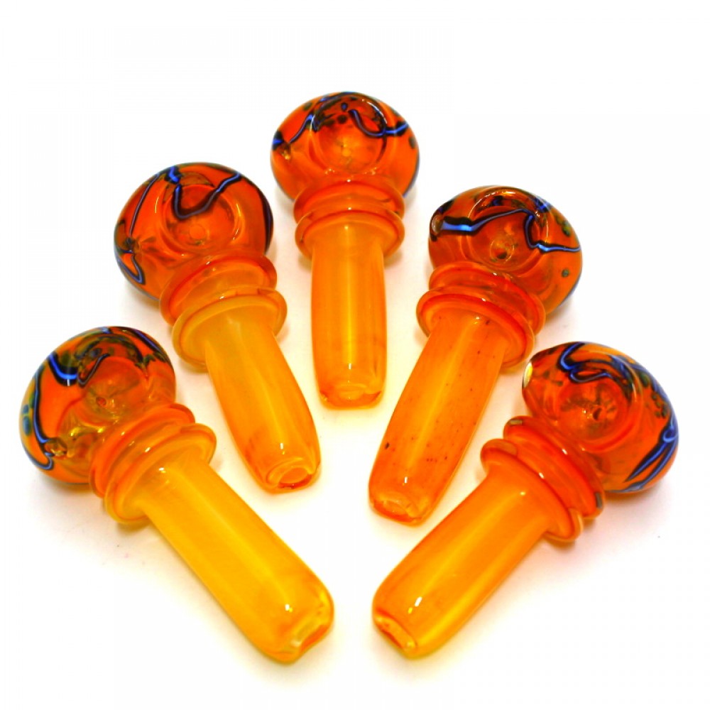 3'' Ribbed Design Glass Hand Pipe 