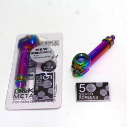 Item No: DK8029B  3'' Rainbow Color Skull Metal Pipe With Screen 