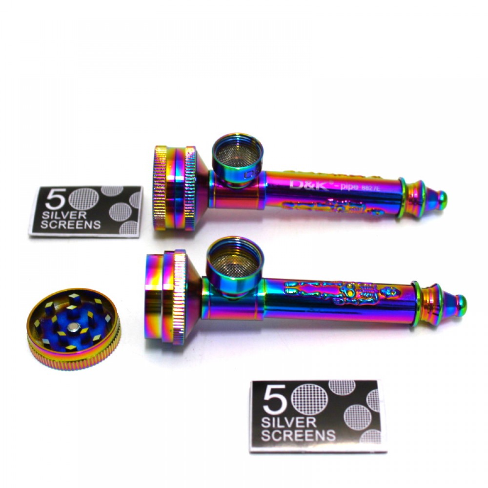 Item No # DK8827E 2 in 1 Rainbow Color Metal Pipe With Grinder 