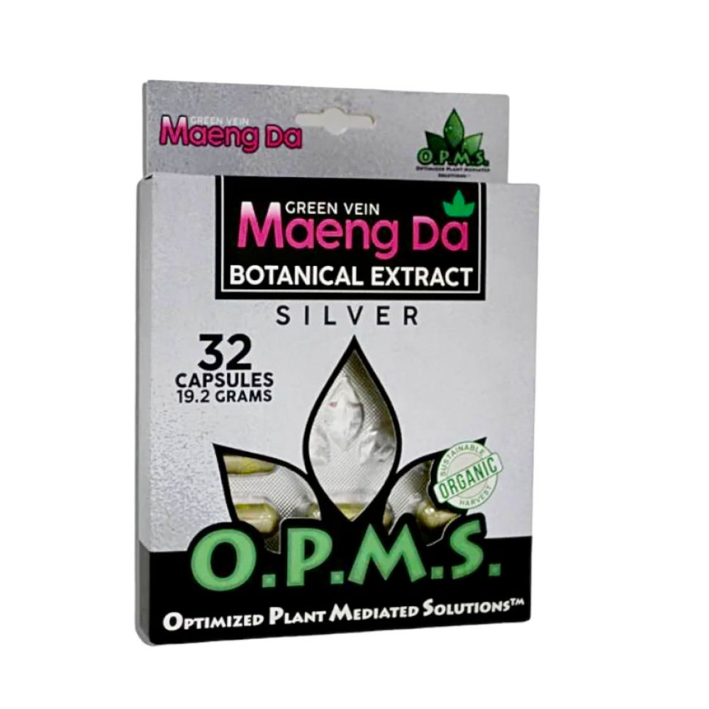 O.P.M.S Kratom Silver Green Vein Maeng Da 32 Capsules