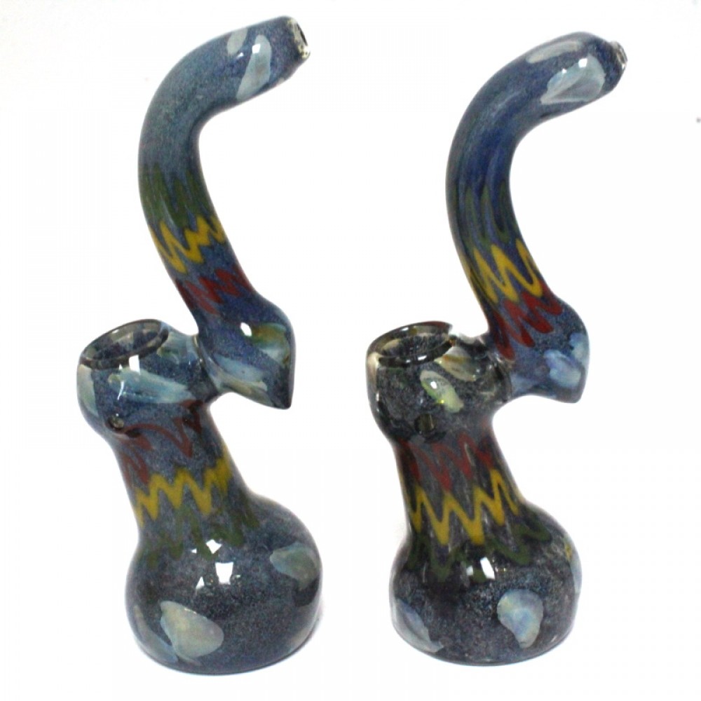 8'' Blue With Rasta  Color Sherlock Style Heavy Duty  Glass Bubbler Large Size 