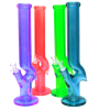 16'' Flat Bottom Solid Color Zig Zag Design Straight Heavy Duty Thick Glass Water Pipe G-G